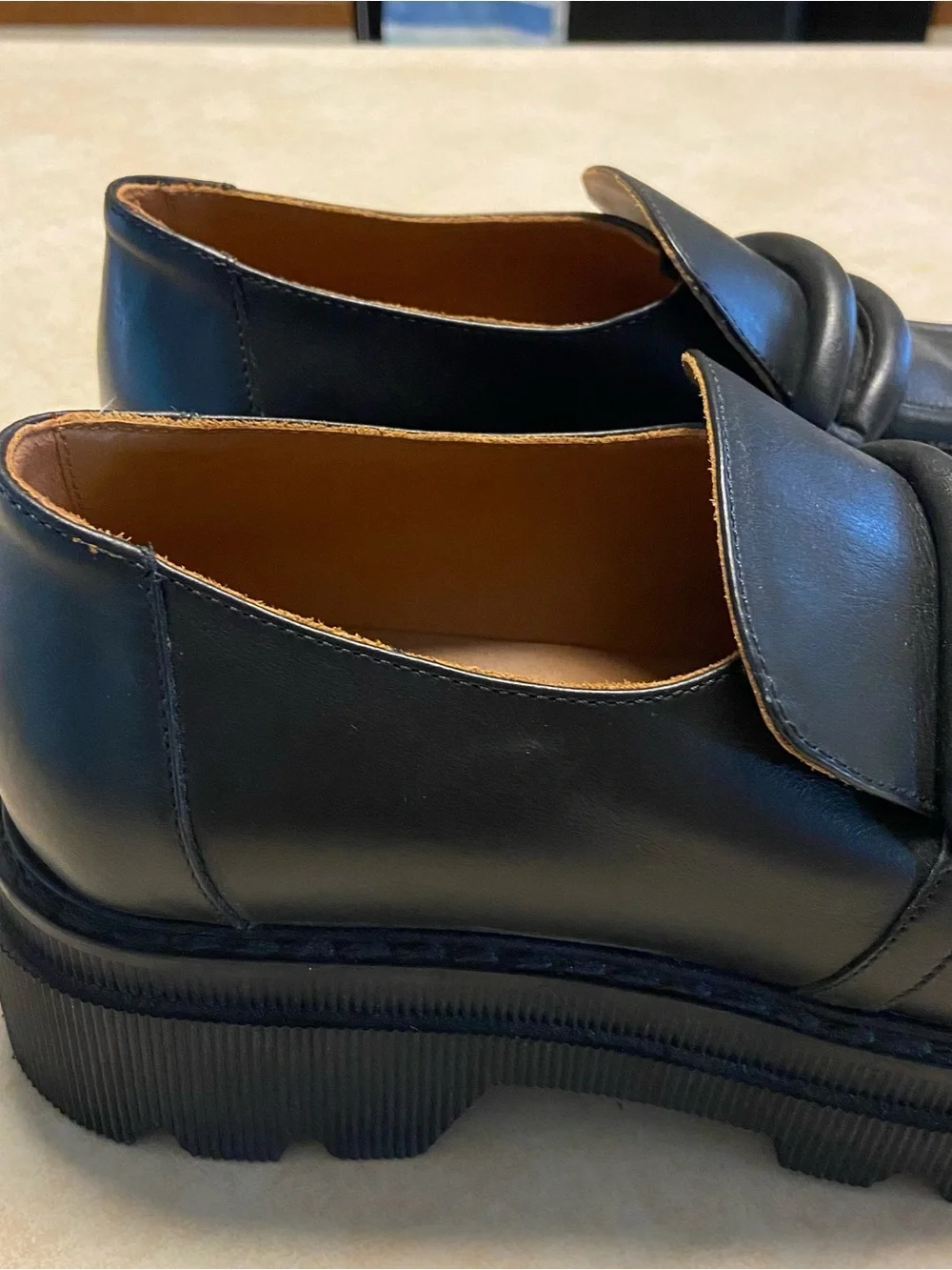 Voile Blanche Shoes Womens Size 39 (8.5) Leather Platform Loafers Black Elaiza